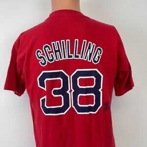 Majestic Curt Schilling Boston Red Sox Jersey T Shirt MLB Baseball Womens XL